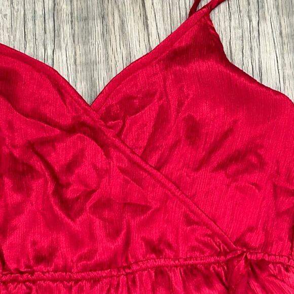 NWT Tobi Red Satin Ruffle Mini Dress Adjustable Spaghetti Straps Size S Small - Picture 4 of 12